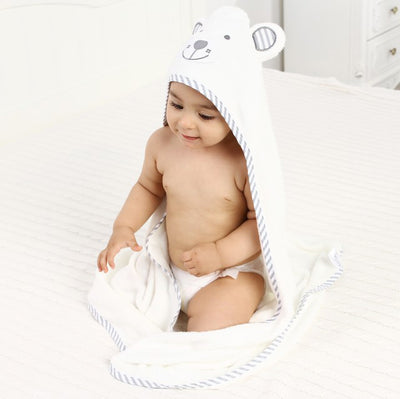 Grey Bear Baby Hooded Bath Towel 90 x90 cm Bamboo Material