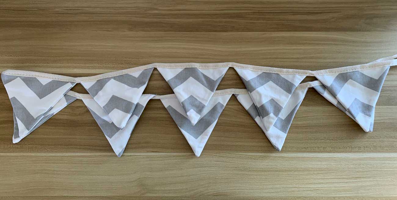 Grey Stripes Kids Teepee Tent Bunting 2