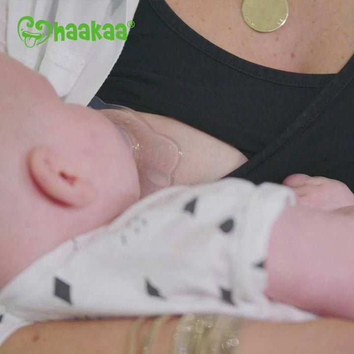 Haakaa Breastfeeding Nipple Shield Round with baby
