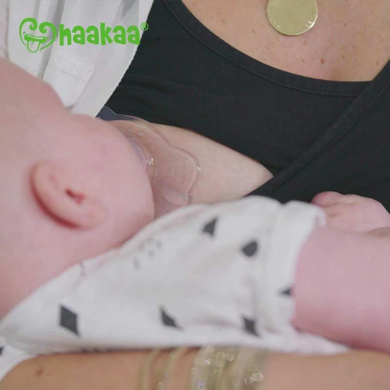 Haakaa Breastfeeding Nipple Shield Round with baby