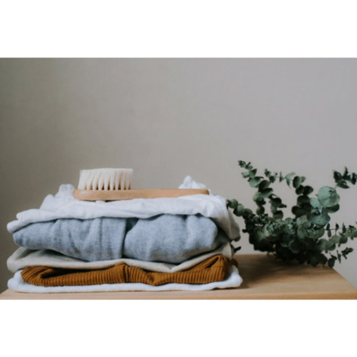 Haakaa Goat Wool Wooden Baby Hair Brush side view