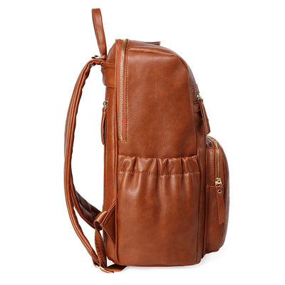 Harper Tan Nappy Bag Backpack Side View