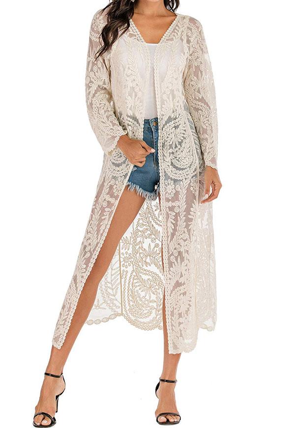 Freya White Lace Pregnancy Kimono
