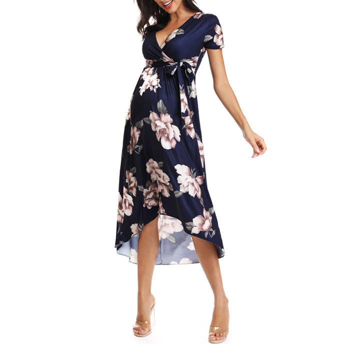 Isla Side Ruched Maternity Dress Navy Front