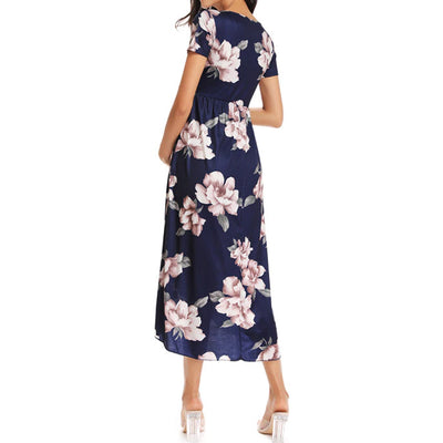Isla Side Ruched Maternity Dress Navy back
