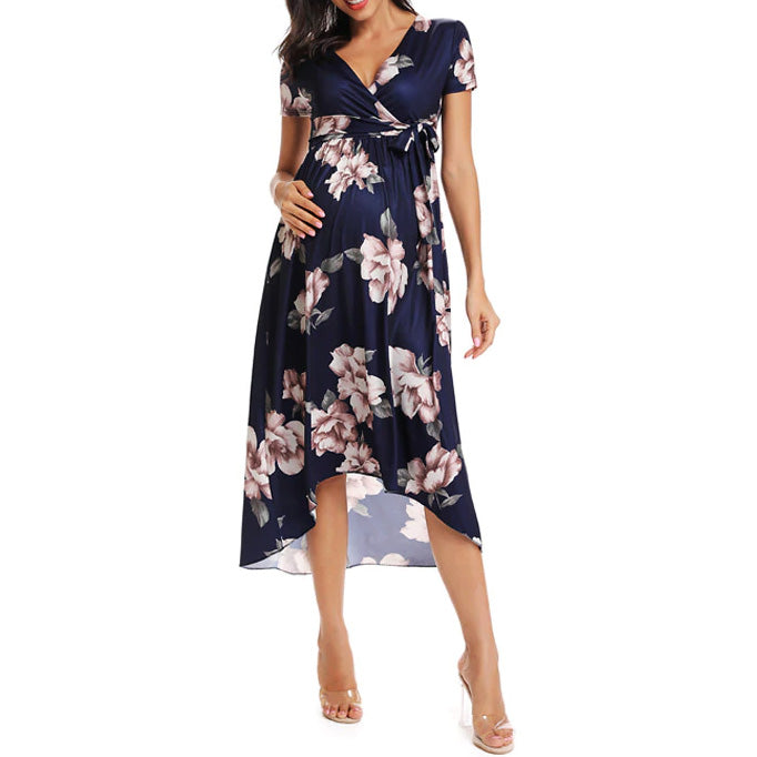 Isla Side Ruched Maternity Dress Navy front 1