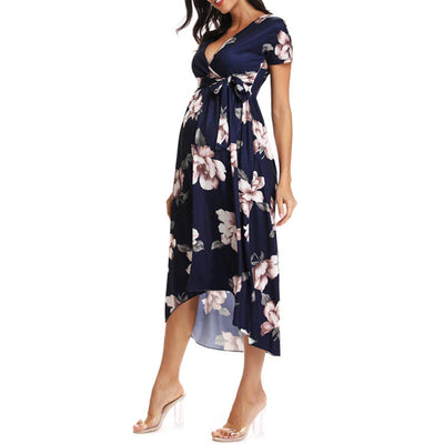 Isla Side Ruched Maternity Dress Navy side
