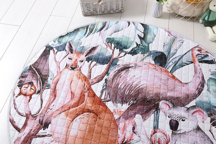 Kangaroo & Friends Round Baby Playmat 150 cm diameter Closeup 1