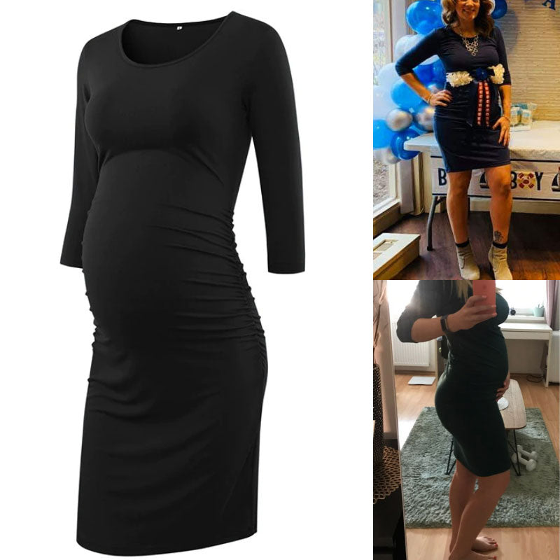 Kaya Black Full Sleeves Maternity Dress