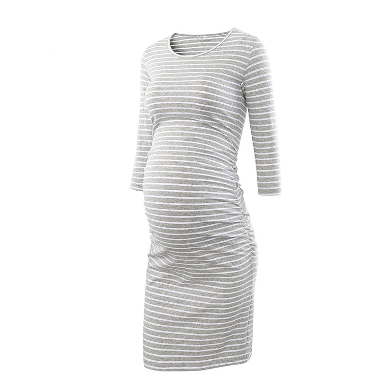 Kaya Black Three Quarter Sleeves Maternity Dress