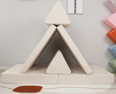Kids Modular Play Couch Set – Beige Folded 1