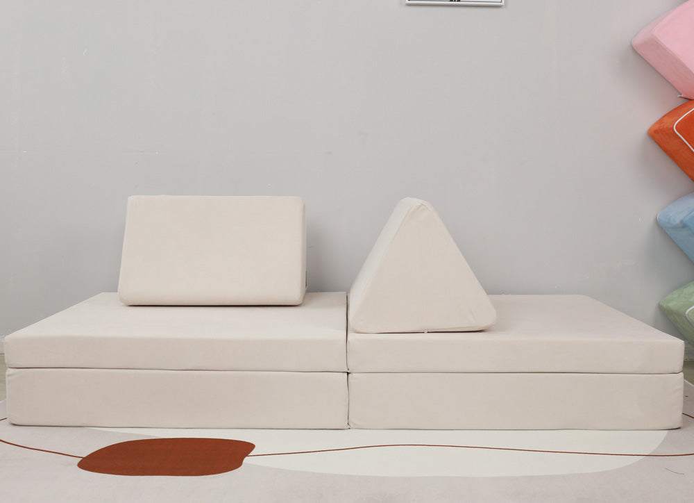 Kids Modular Play Couch Set – Beige Front view 1