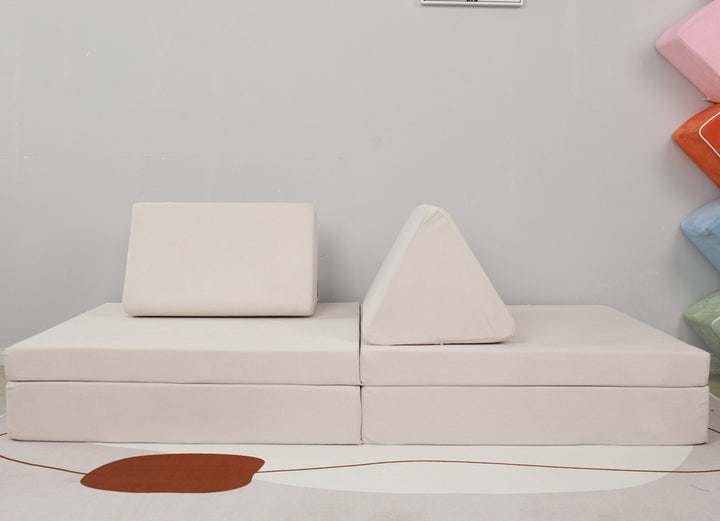 Kids Modular Play Couch Set – Beige Front view 1