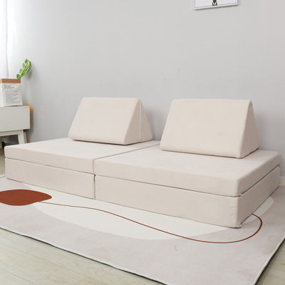 Kids Modular Play Couch Set – Beige Side View