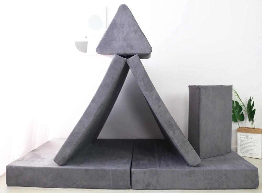 Kids Modular Play Couch Set – Dark Grey Folded Fort