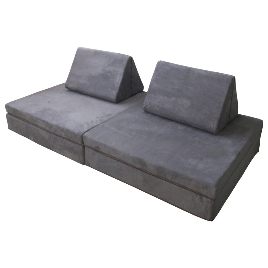 Kids Modular Play Couch Set – Dark Grey in white background