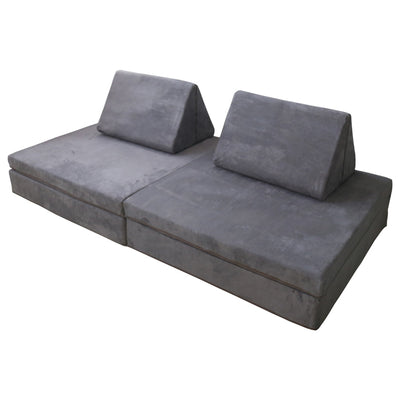 Kids Modular Play Couch Set – Dark Grey in white background