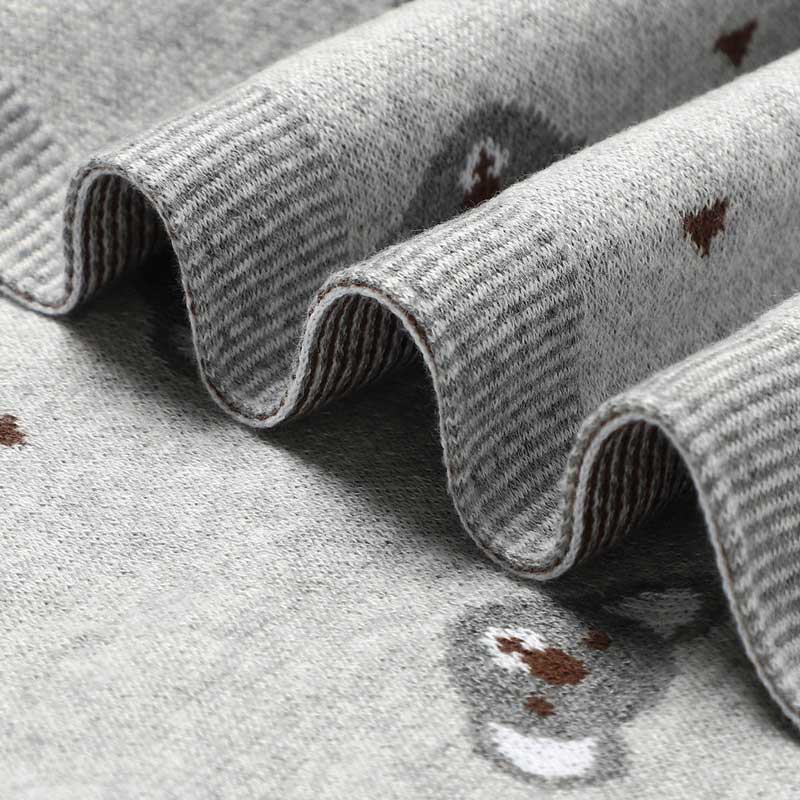 Koala Baby Blanket Cotton Knitted Grey Close up
