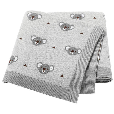 Koala Baby Blanket Cotton Knitted Grey