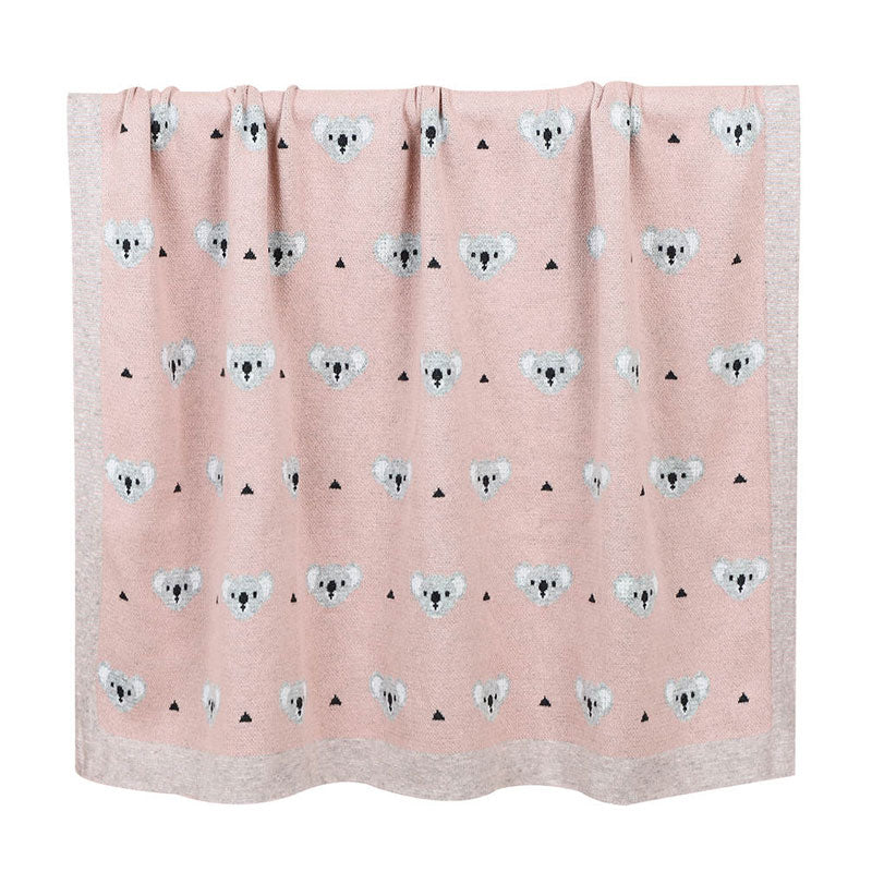 Koala Baby Blanket Cotton Knitted Pink