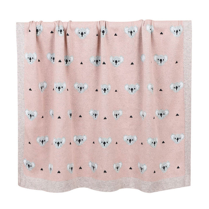 Koala Baby Blanket Cotton Knitted Pink
