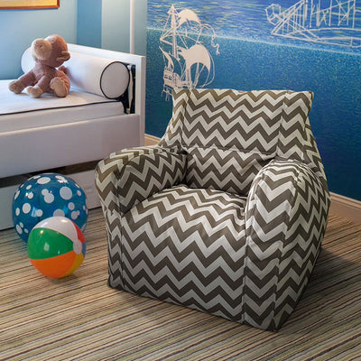 Kora Grey Chevron Kids Bean Bag Chair