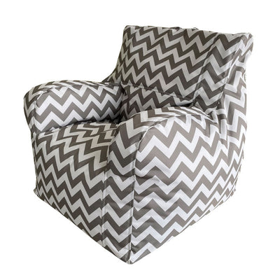 Kora Grey  Chevron Kids Bean Bag Chair side