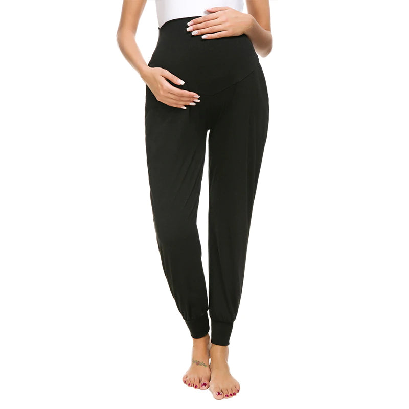 Leah Black Maternity Casual Pants front