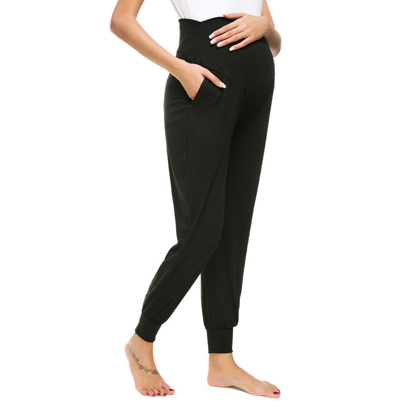 Leah Black Maternity Casual Pants side view