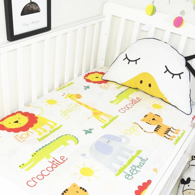 Lion Friends Fitted Cotton Baby Cot Sheet