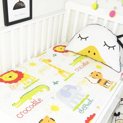 Lion Friends Fitted Cotton Baby Cot Sheet