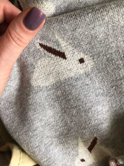 Little Bunny Grey Baby Blanket