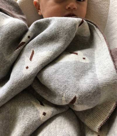 Little Bunny Grey Baby Blanket