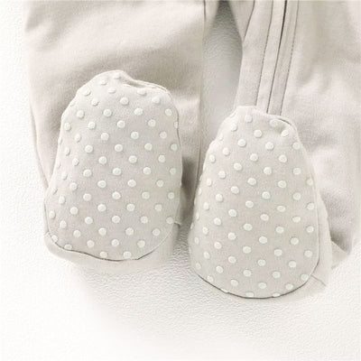 Logan Long Sleeve Zip Romper Covered Feet Organic Cotton - Feet Closeup