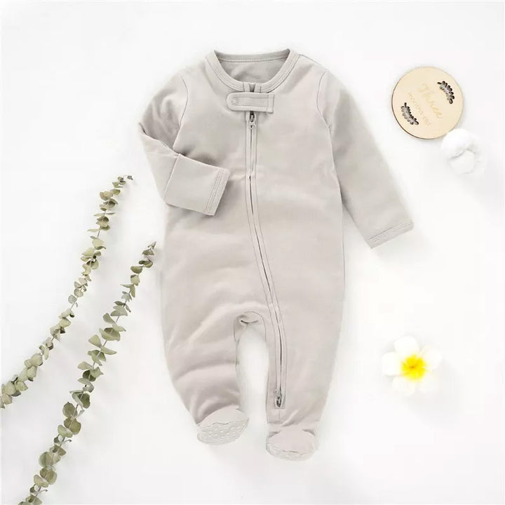 Logan Long Sleeve Zip Romper Covered Feet