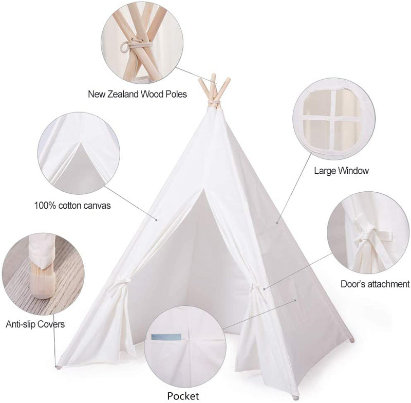 Luna White Kids Teepee Tent