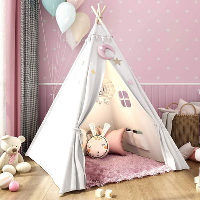 Luna White Kids Teepee Tent for Girls Room