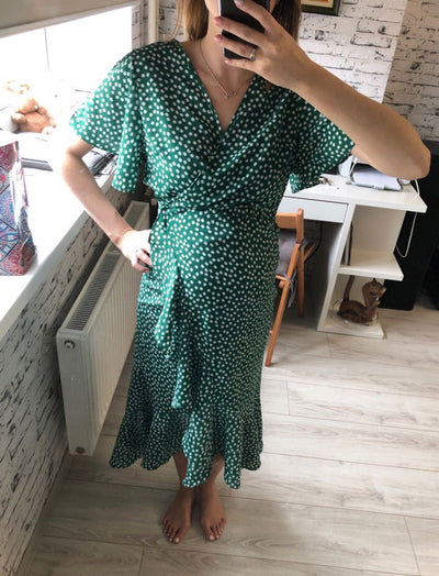 Mia Green Maternity Wrap Dress
