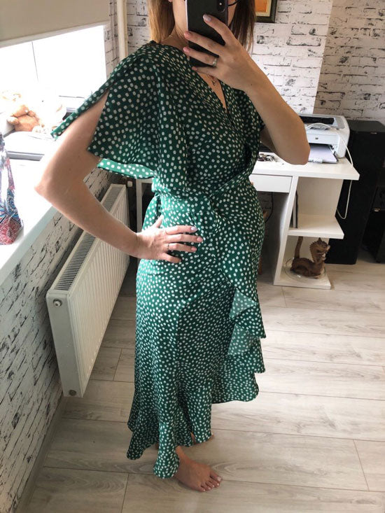 Mia Green Maternity Wrap Dress