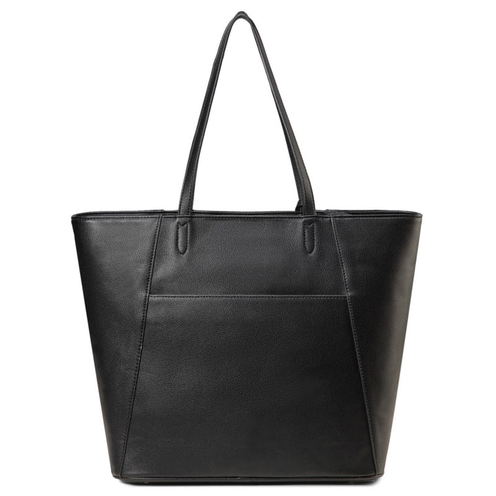 Mila Black Tote PU Leather Nappy Bag Front