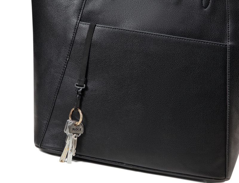 Mila Black Tote PU Leather Nappy Bag Key Pocket