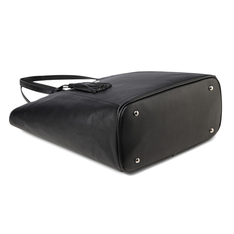 Mila Black Tote PU Leather Nappy Bag bottom