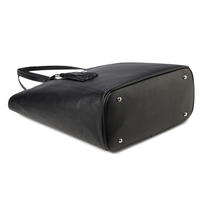 Mila Black Tote PU Leather Nappy Bag bottom