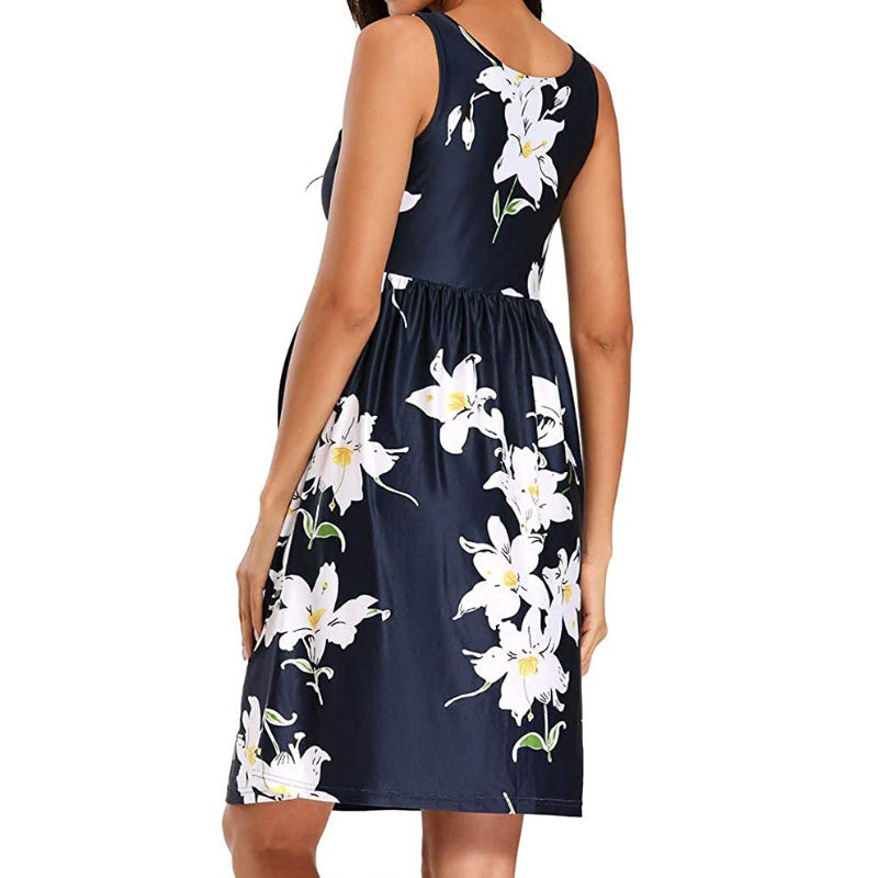 Molly Navy Maternity Dress Backside
