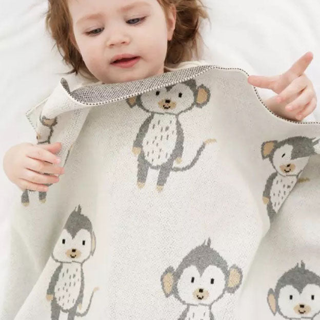 Monkey Baby Blanket with baby