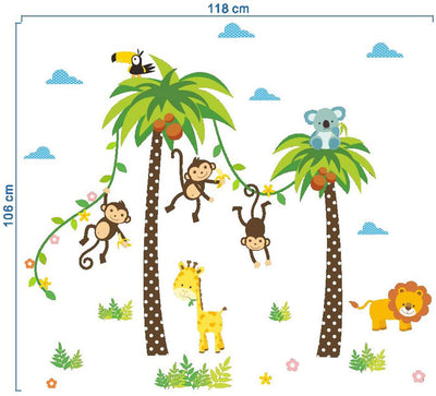 Monkey Friends Baby Nursery Wall Sticker Size