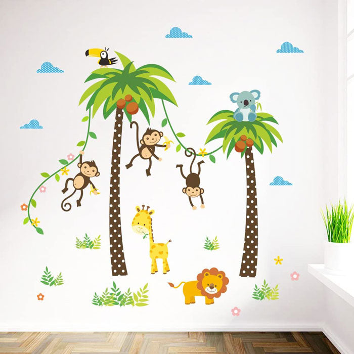 Monkey Friends Baby Nursery & Kids Room Wall Sticker