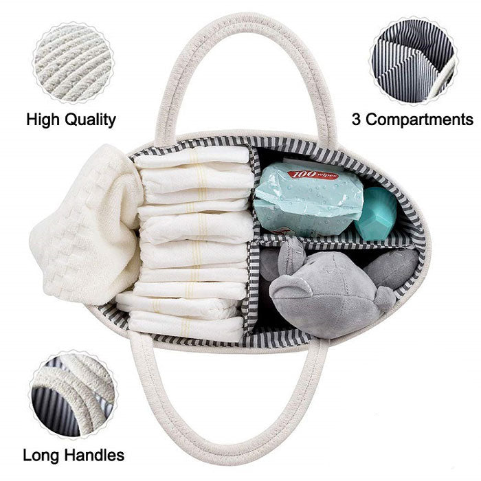 Nia Cotton Nappy Caddy Organiser Inside with items