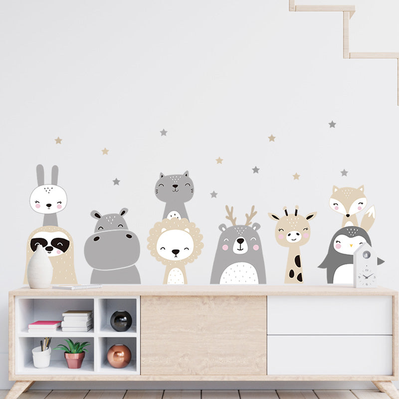 Nine Friends Nursery & Baby Room Wall Sticker Front View