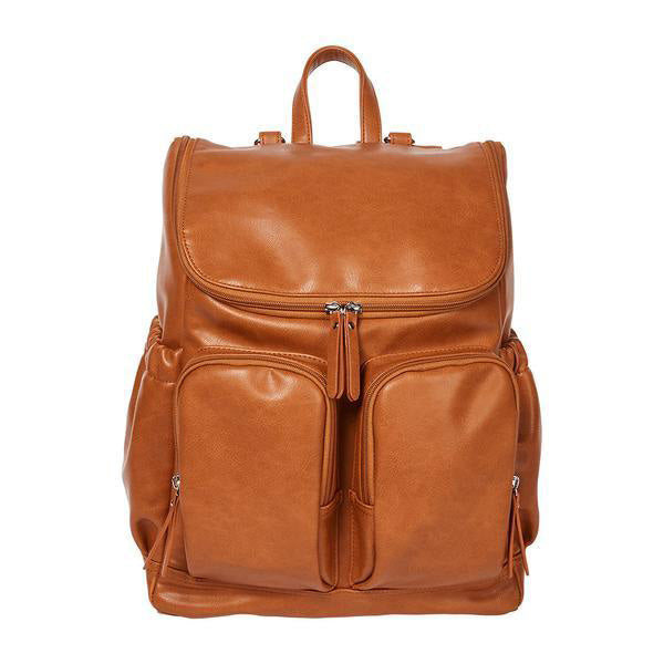 OiOi Faux Leather Nappy Backpack - Tan front